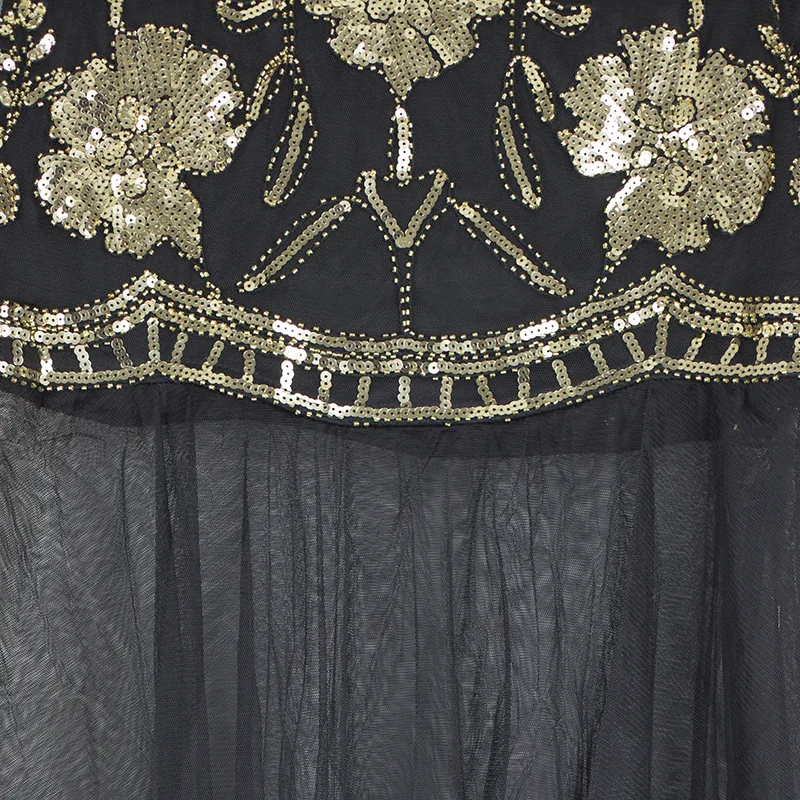 Женское платье золотого и серебряного цвета с круглым вырезом без рукавов 1920s