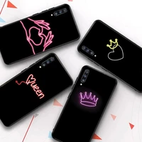black background fluorescent neon queen heart rose phone case for samsung galaxy a 51 30s a71 soft cover for a21s a70 10 a30