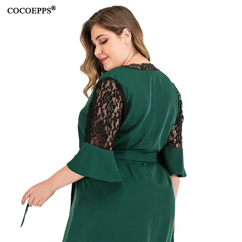 

4XL lace patchwork long dress evening party maxi dress spring summer women big size dress elegant half sleeve plus size dress