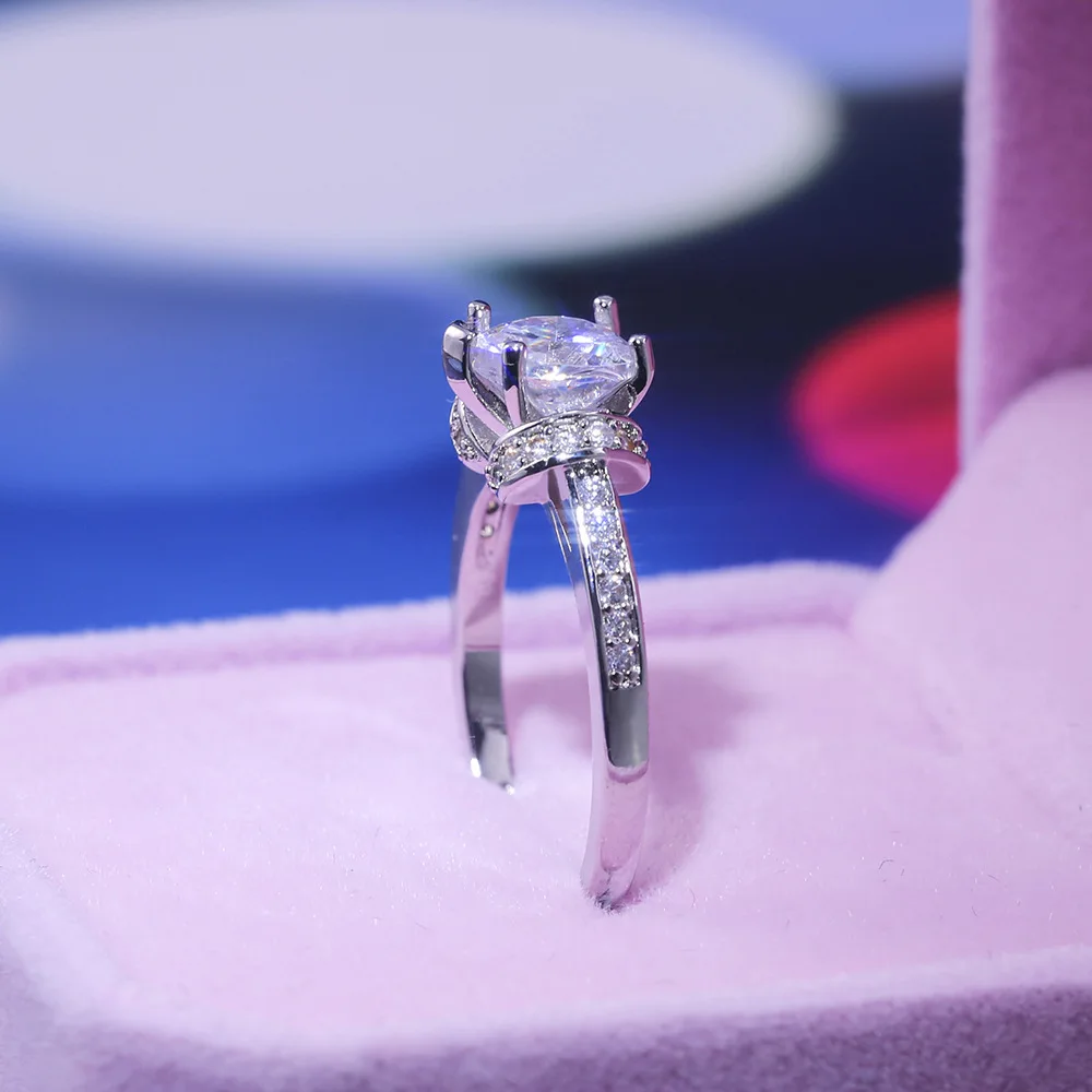 Модные сверкающие серебряные кольца для женщин обручальные с кубическим