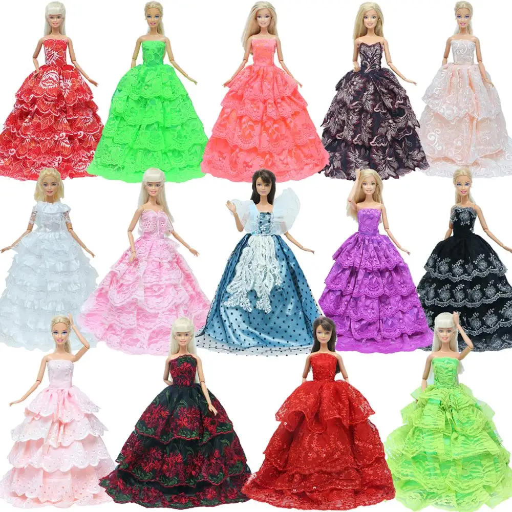 Random 1x Princess Dress Colorful Wedding Party Evening Ball Layer Skirt Elegant Gown Clothes for Barbie Doll Accessories Toys - купить по