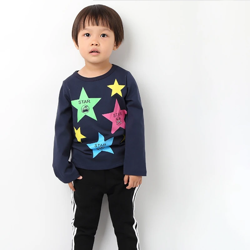 Baby Boys Girls Autumn Casual T-shirts Long Sleeve T-Shirts Children Kids Star Print Tops Tees | Детская одежда и обувь
