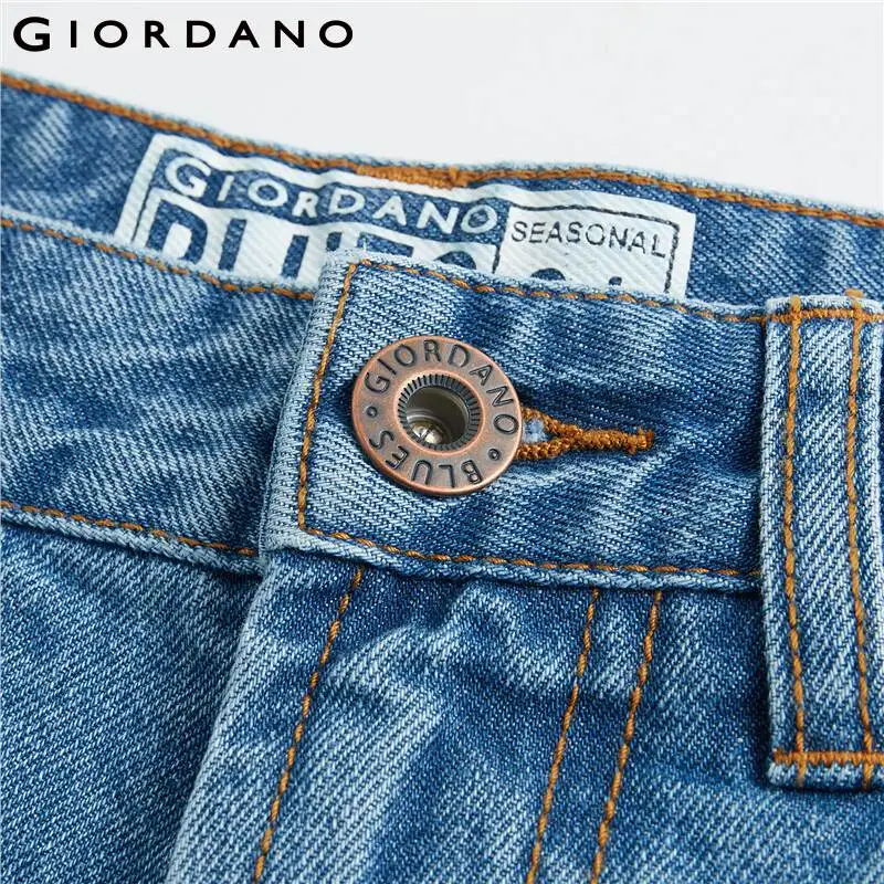 

Giordano Men Jeans Contrast Mid Rise Straight Jeans Classic Five Pocket Loose Straight Vaqueros Hombre 01110072