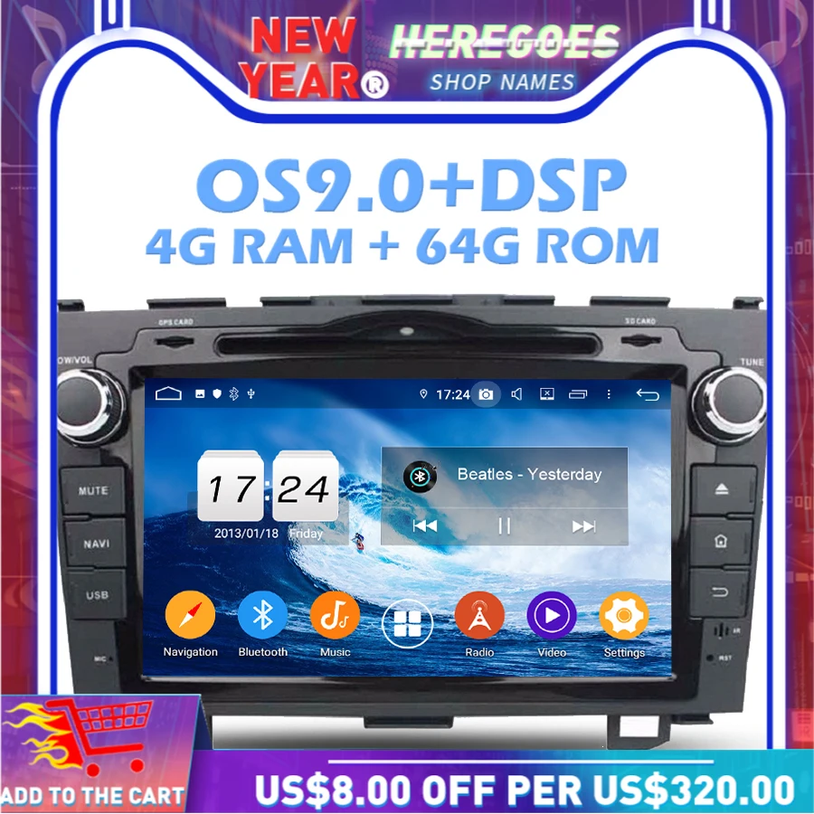 1280*720 IPS DSP Android 9 0 4G + 64G 8 ядерный dvd плеер для автомобиля Wifi luetooth 5 RDS радио GPS карта Honda