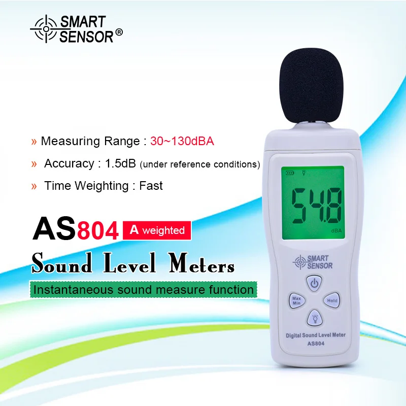 Цифровой измеритель уровня звука AS804 смарт датчик измерение шума 30 130 дБ децибел
