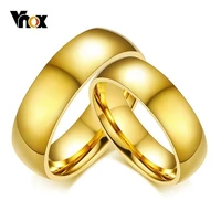 vnox classic wedding rings for women men 6mm gold color stainless steel couple rings simple plain bands anniversary gift