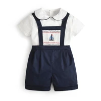 newborn boys clothes set spanish infant toddler white topsjumpsuit 2pcs outfit 2022 summer child boy embroidery clothing suits