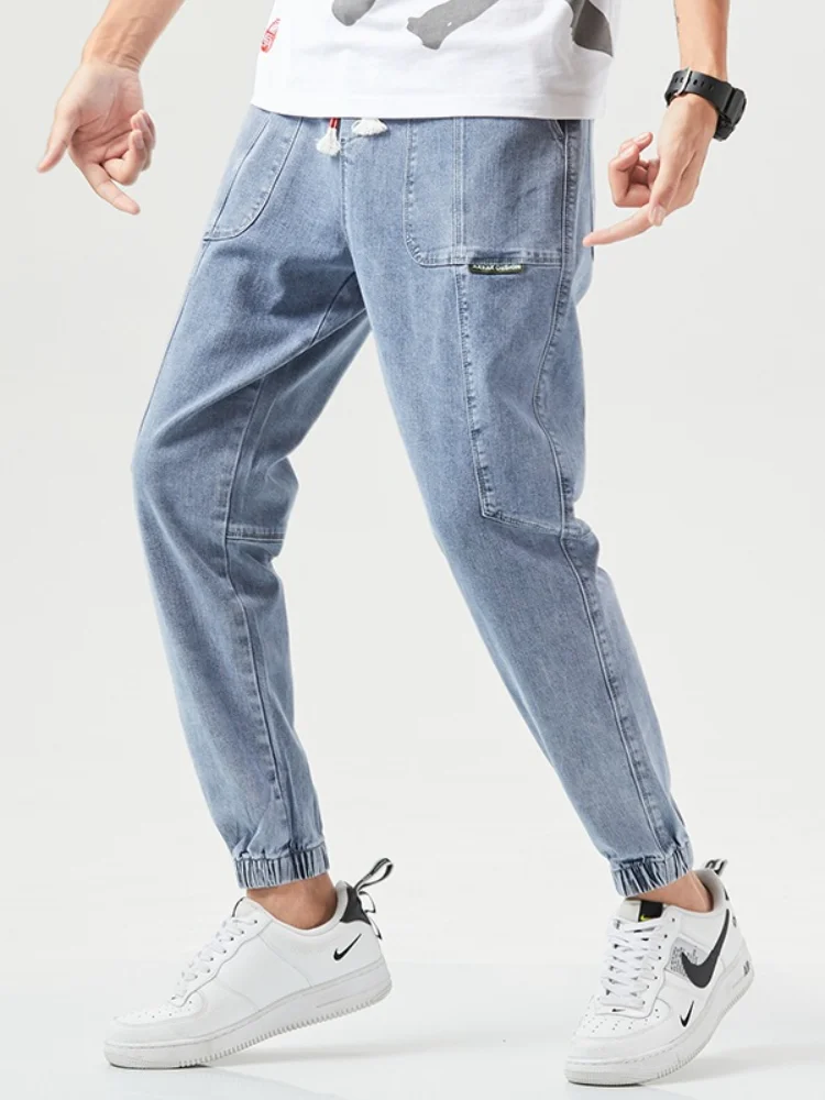 

Men's jeans in spring and autumn, thin trousers, loose straight leg pants, trend casual pants.
