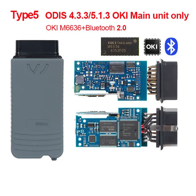 5054a ODIS v4.3.3 keygen 5054a 5.1.3 OKI полный чип OBD ii сканер автоматический считыватель кодов 5054 Bluetooth obd2 диагностический инструмент - Цвет: Main unit