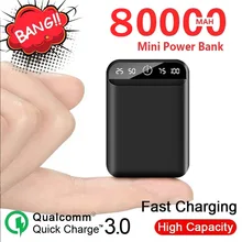2021 New Mini Portable Mobile Outdoor Emergency External Battery With Dual USB Ports 80000mAh Power Bank For Xiaomi Samsung