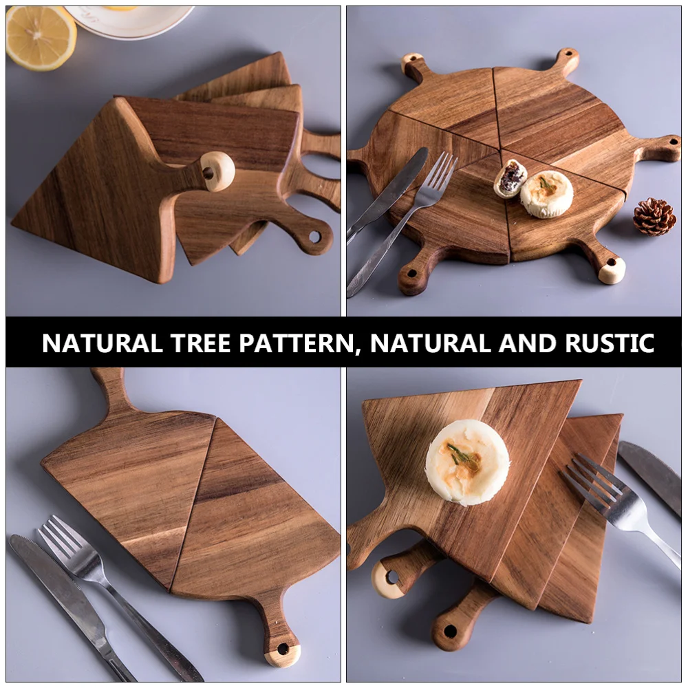 

6pcs/Set Wooden Divisible Tray Pizza Tray Dinner Tray Wooden Steak Service Tray