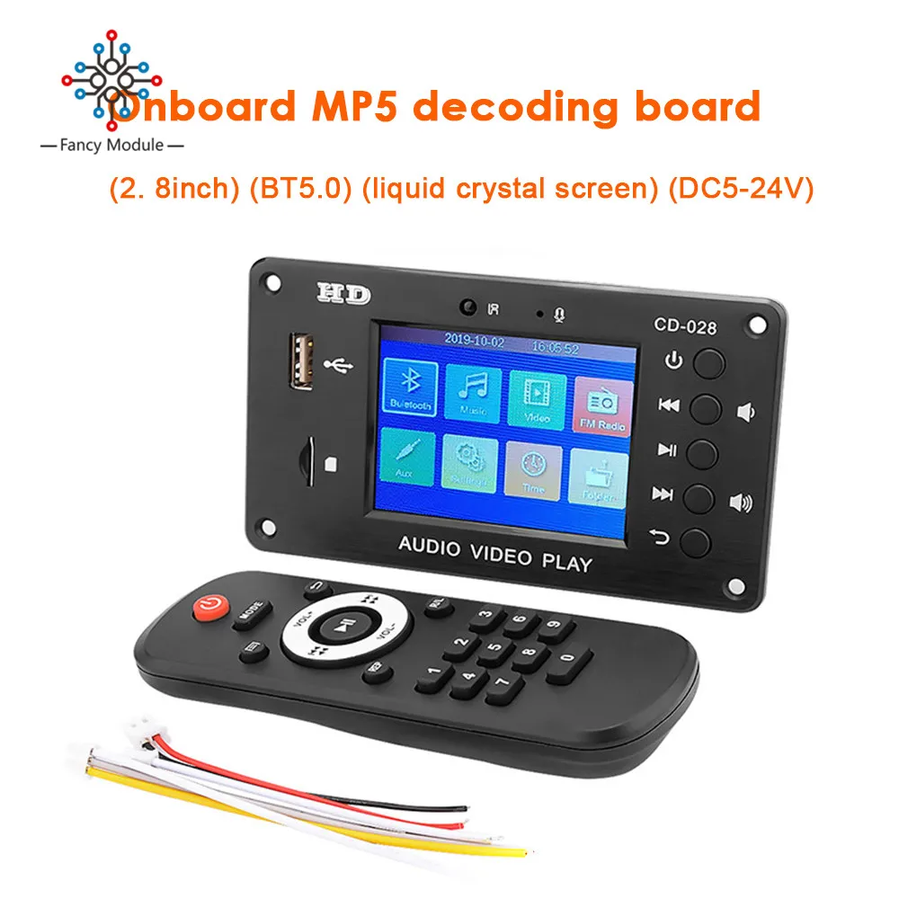 

MP3 декодер плата Bluetooth 5,0 стерео аудио приемник HD видеоплеер FLAC WAV APE декодирование FM радио USB TF для автомобильного усилителя