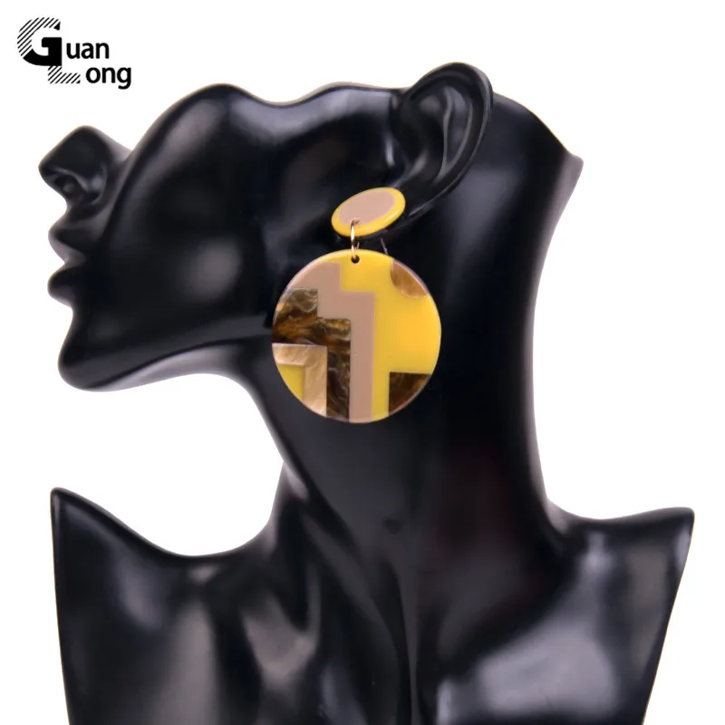 Женские круглые серьги-подвески GuanLong большие геометрические Винтажные серьги из