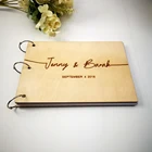 Пользовательские жениха и невесты имя и Дата деревянная каллиграфия Гостевая книга Персонализированные лазерной гравировкой свадебный альбом подарок для пары