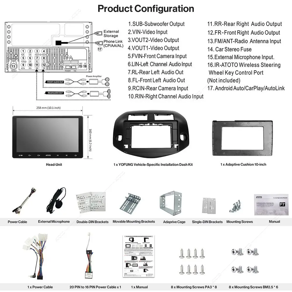 Bluetooth громкой связи и камера заднего вида 10 1 дюйма 2DIN автомобильный радио