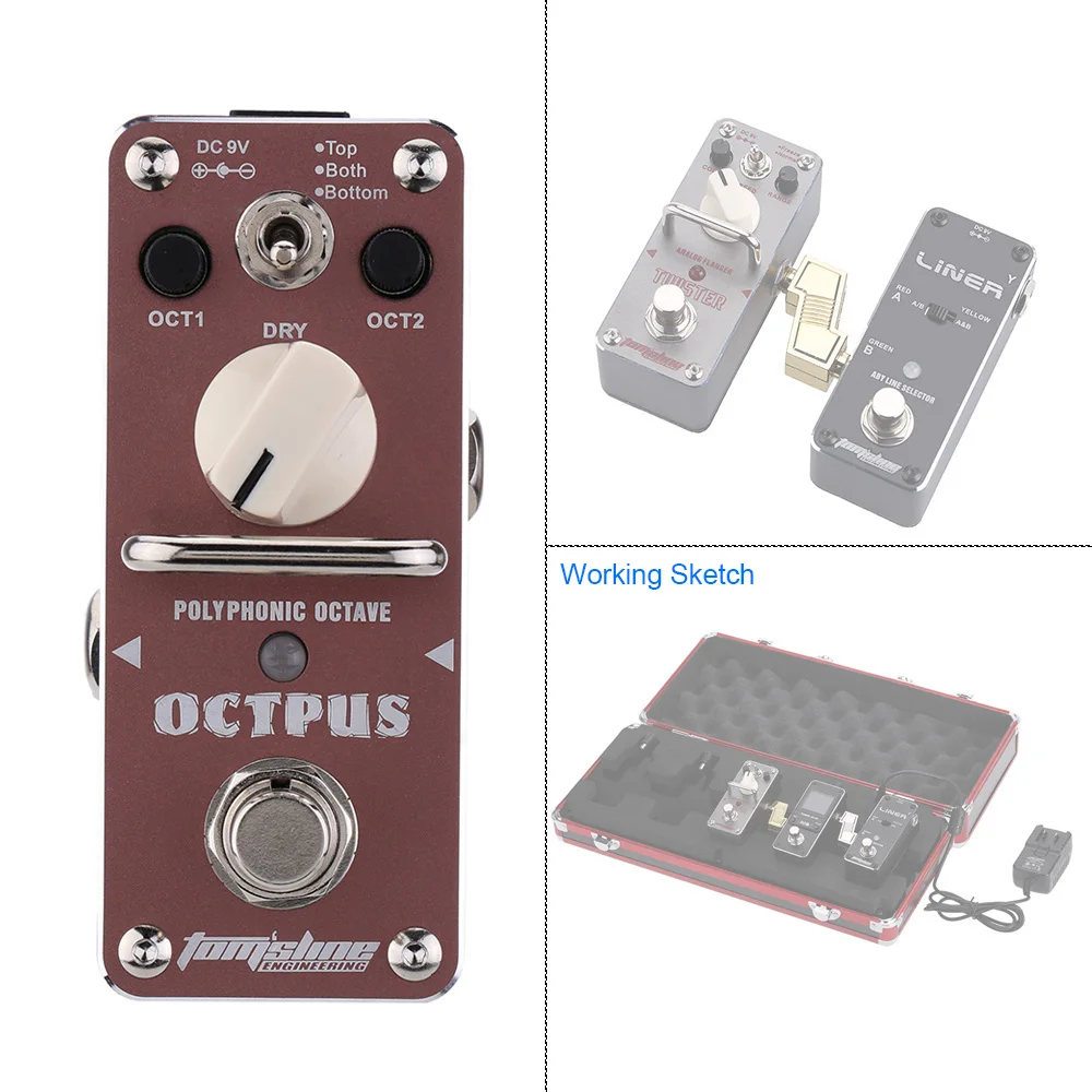 AROMA AOS-3 Octpus Polyphonic Octave Electric Guitar Effect Pedal Mini Single with True Bypass guitar accessories parts |