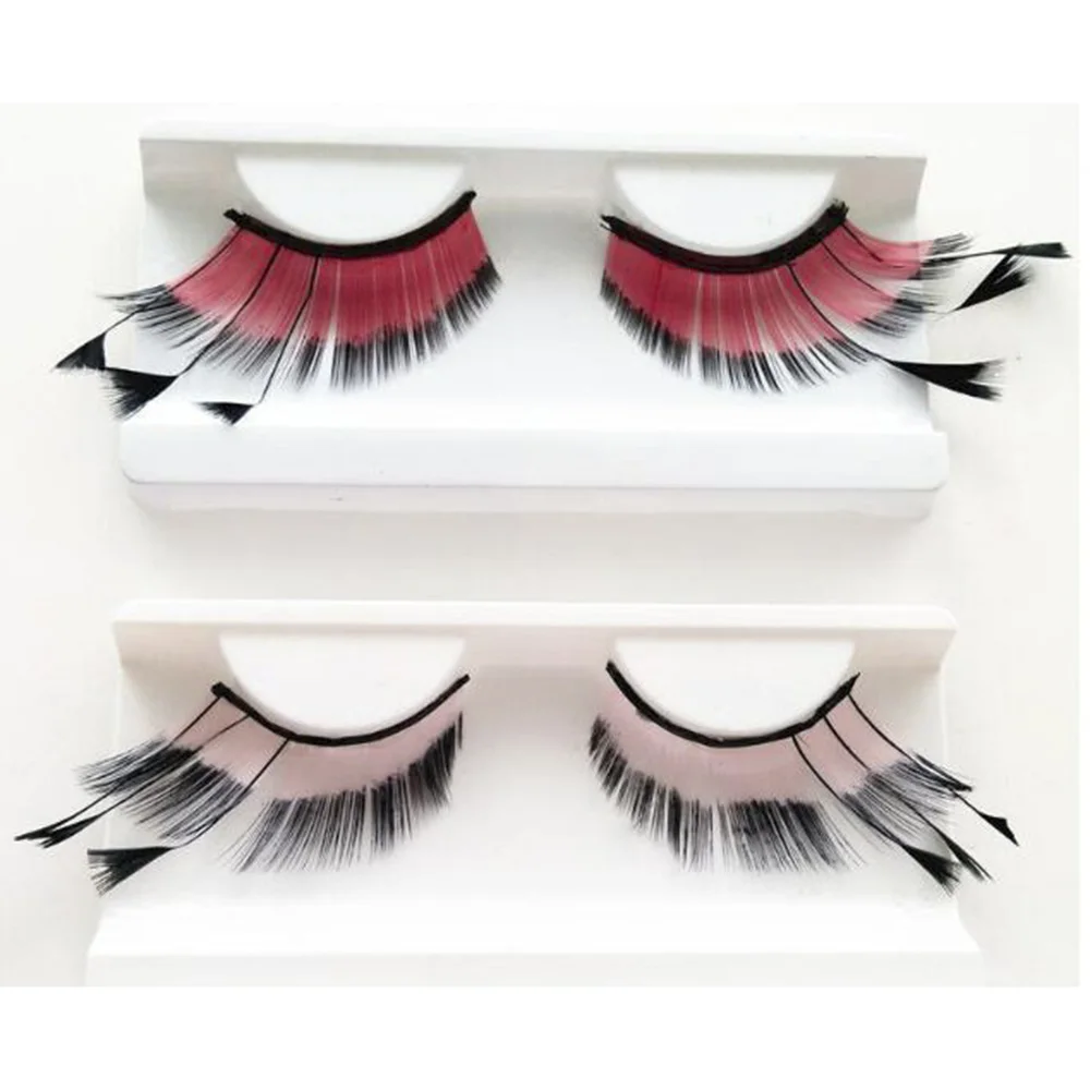 Накладные ресницы с длинными перьями ручной работы красочные накладные