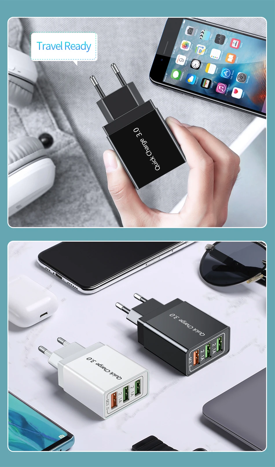 Udyr Quick Charge 4,0 3,0 USB зарядное устройство для iPhone 11 samsung S10 A50 huawei P30 Pro EU US 4 порта быстрое настенное зарядное устройство для мобильного телефона
