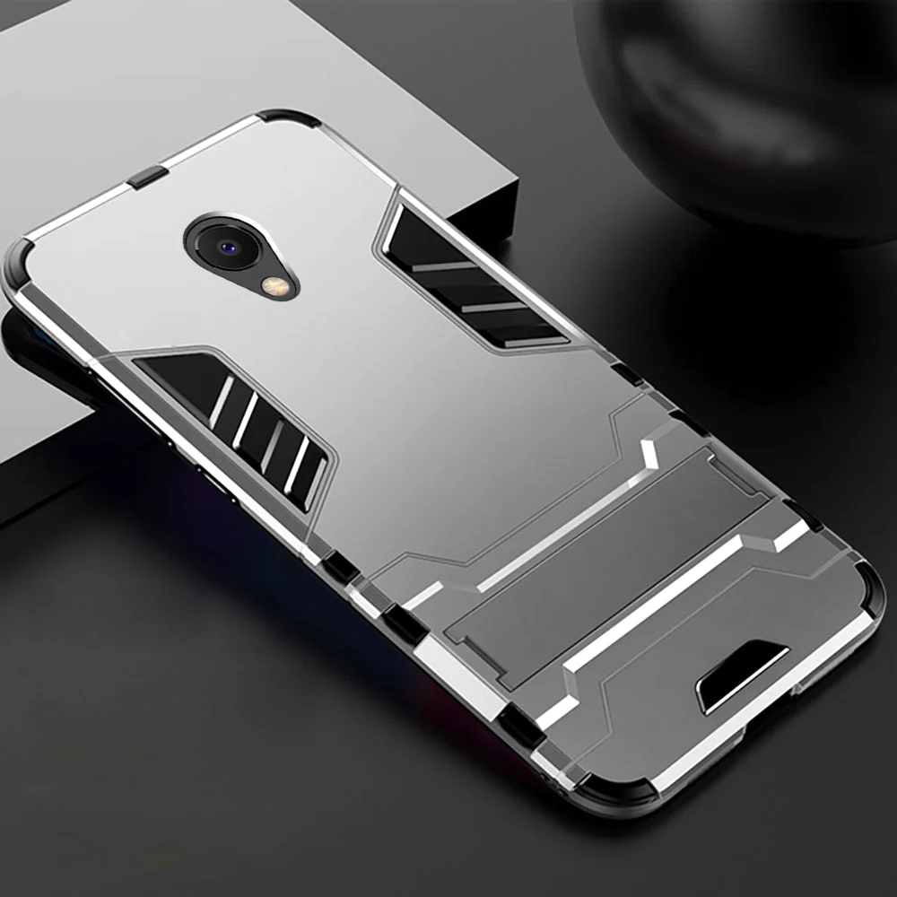 silver Meizu M5C A5 MX5 M5S MX6 Чехол случае гладить Панцири чехол на телефон стенд держатель заднюю крышку M3 M5 M6 Примечание m3S U10 U20 Pro 5 6 чехол - Цвет: silver