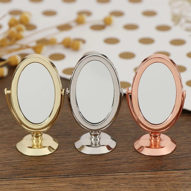 

Doll House Miniature Vintage Glod Sliver Rose Gold Vanity Mini Mirror 1/12 Scale Dolls Bathroom Furniture Toy Accessories
