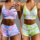 Комплект бикини с высокой талией, купальники с градиентом, женский купальник с рюшами, бикини 2021, купальный костюм со стрингами, женская пляжная одежда с пуш-ап