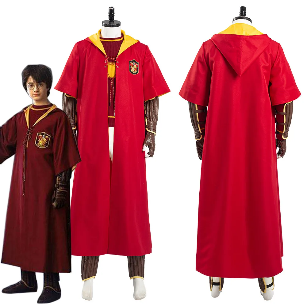 

NEW Quidditch Costume Uniform Red Outfit Robe + Sweater + Pants Suit Halloween Carnival Christmas Fancy Dress men women clothes