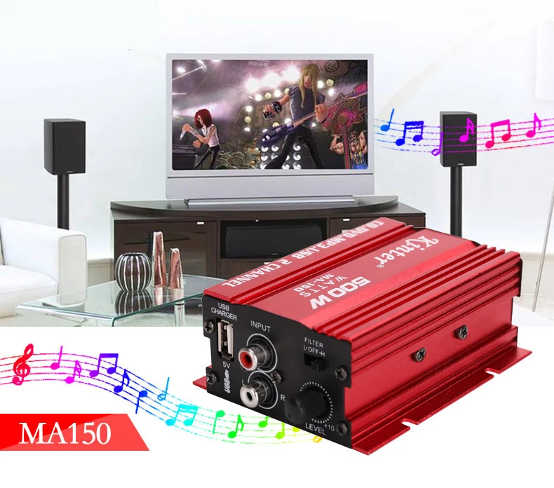 20 шт./лот 500 Вт MA-150 DC9-15V 2-CH Мини Hi-Fi стерео аудио усилитель Amp сабвуфер для