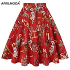 2021 Ретро Винтажные женские юбки лето весна Повседневный Сарафан с высокой талией расклешенные трапециевидные Юбки До Колена на молнии сзади 50s