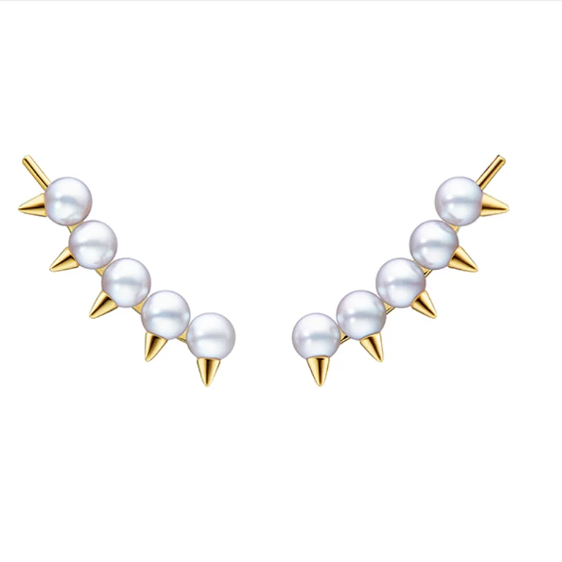 

Pearl And Spike Ear Hook Cuff Clip Earring For Women Luxury Quality Designer Jewelry Personity Gift Korean Danger Tribe