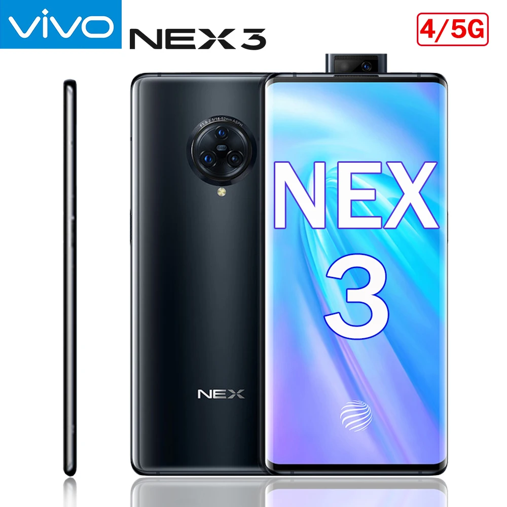 Vivo Nex 3 4G 5G мобильный телефон 64.0MP камера сотовые телефоны 4500mAh Большая батарея 44W
