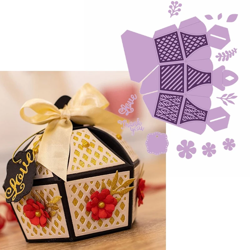 Очаровательная Складная Подарочная коробка металлические Вырубные штампы 3D