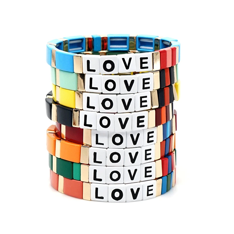 KSRA оптовая продажа с завода браслет надписью LOVE в богемском стиле ручной работы