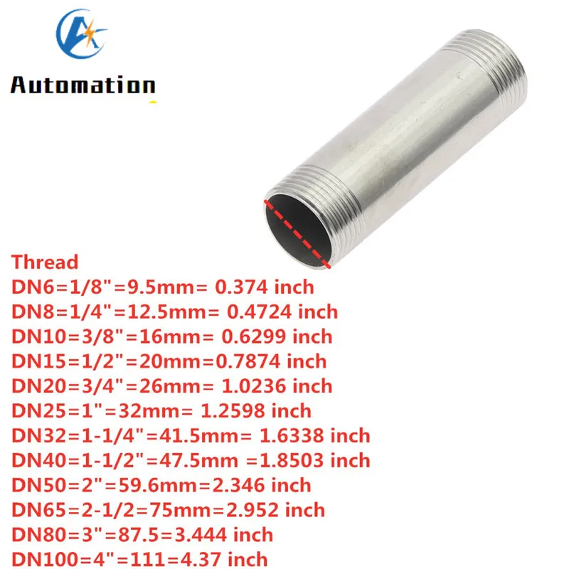 1/8 &quot1/4" 3/8 &quot1/2" 3/4 &quot1" BSP с наружной резьбой Длинный ниппель 304 фитинги из