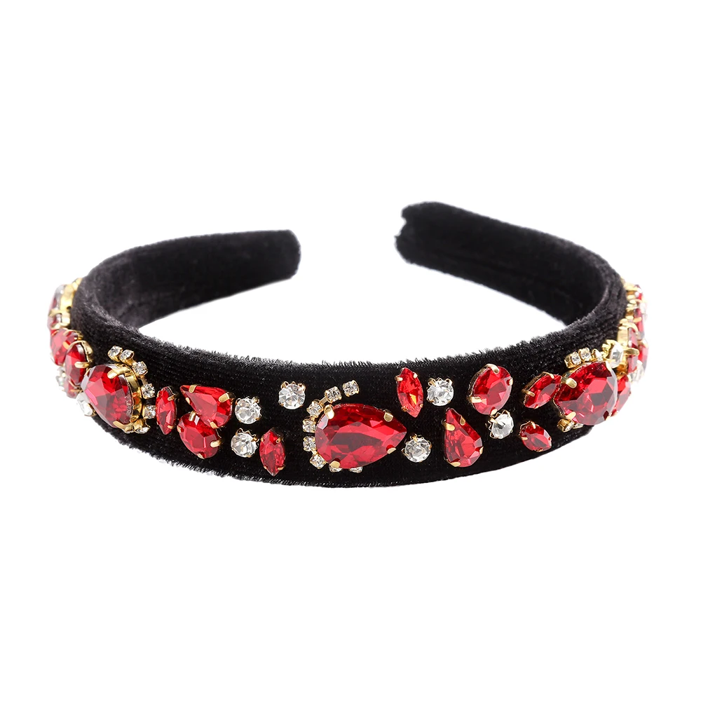 AWAYTR барокко драгоценный камень декор оголовье для женщин Мода богатый бархат