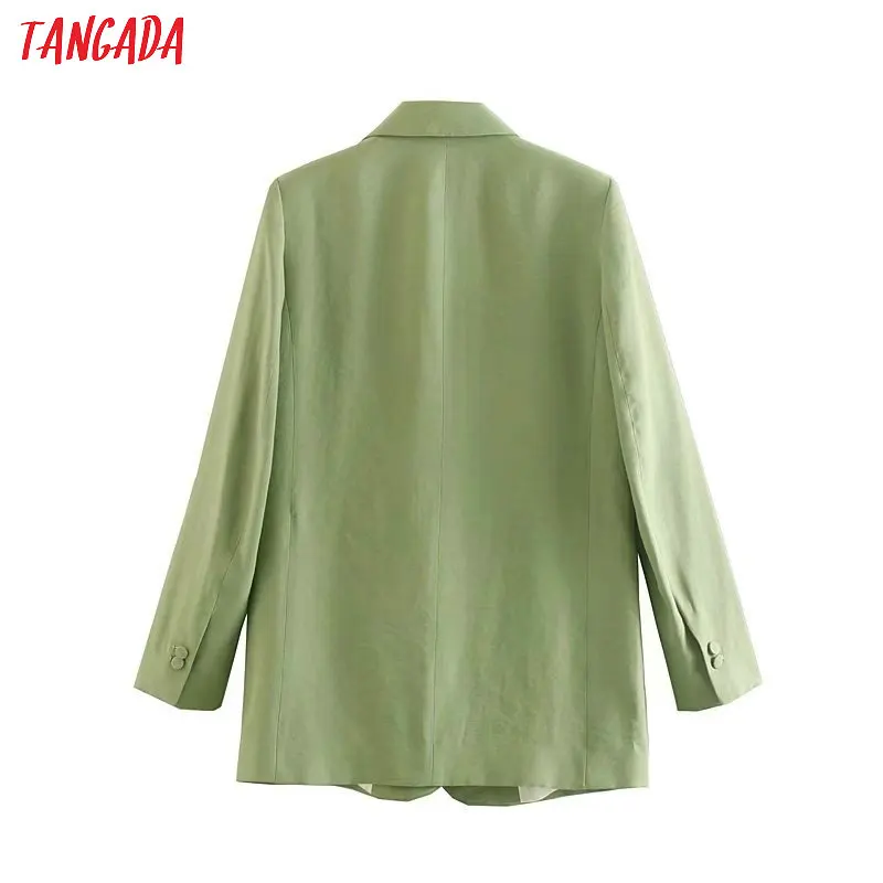 Tangada модный однотонный деловой блейзер для женщин, длинный рукав, карманы, зубчатый воротник, Блейзер, элегантный женский рабочий Топ 4M37