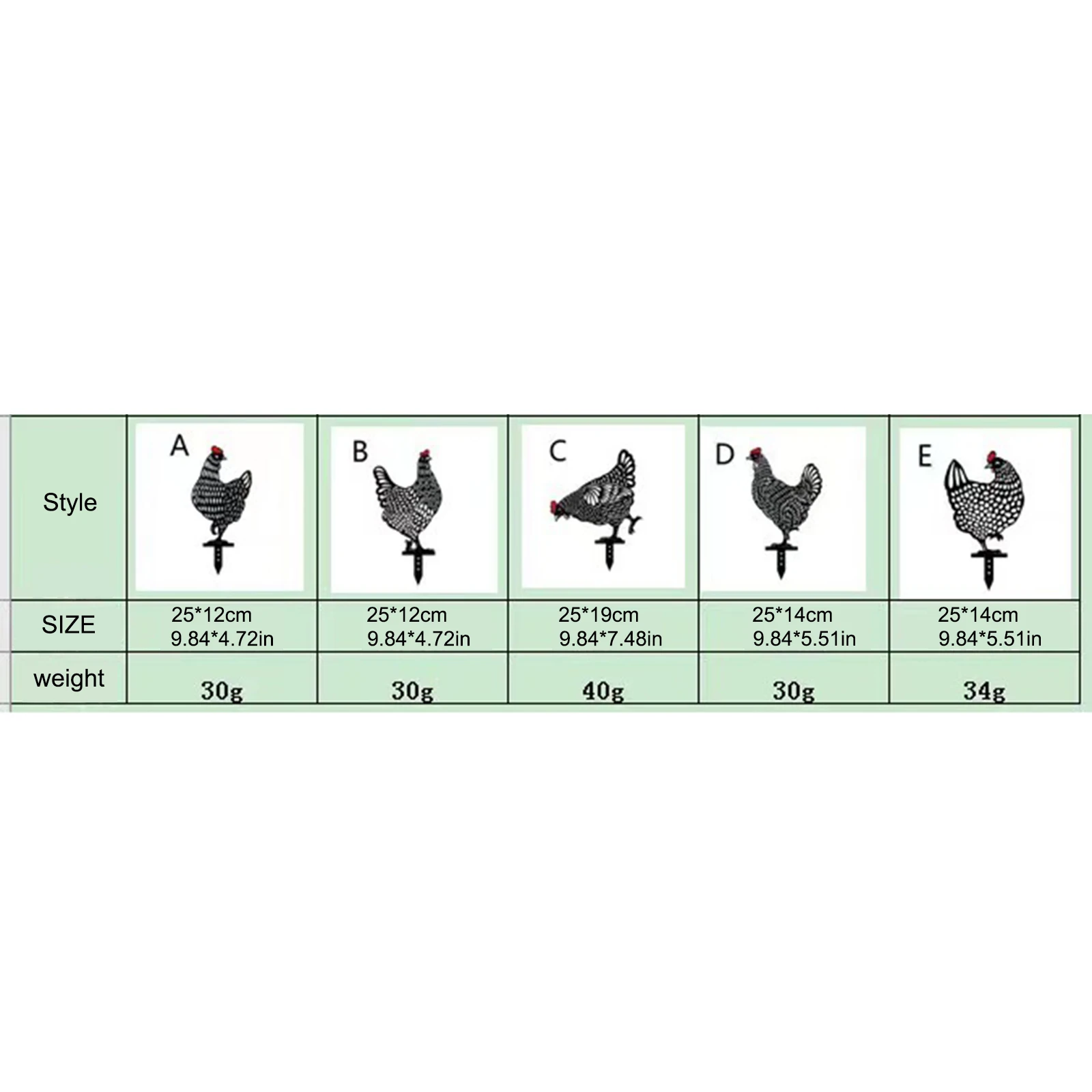 

5PCS Chicken Decoration Black Animal Portable Garden Supplies Festival Gifts Generic Durable Practical Chicken Yard Art