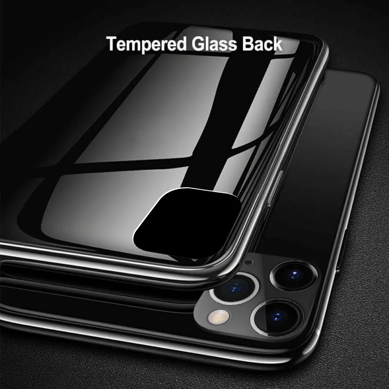 Luxury Electroplated Glass Phone Case For iPhone XS MAX XR X 7 8 6 6s Plus Logo Plating Cover For iPhone 11 Pro Shockproof Case