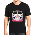 С круглым вырезом и рисунком, новая футболка мира знак хиппи ван 70s Топ мужские изготовление под заказ с короткими рукавами из хлопка для девочек