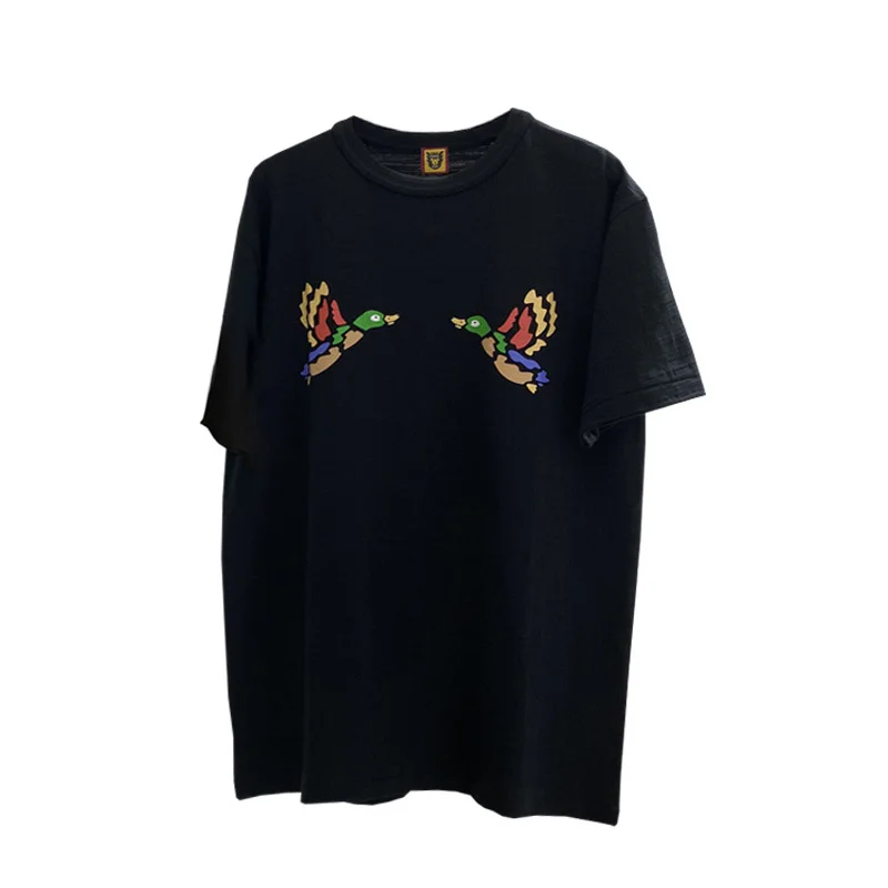 

Men's Women's HUMAN MADE T-shirts High Quality Slub Cotton Chest Milk Tea Burger Pattern Human Made Trend Wild Casual Tshirts