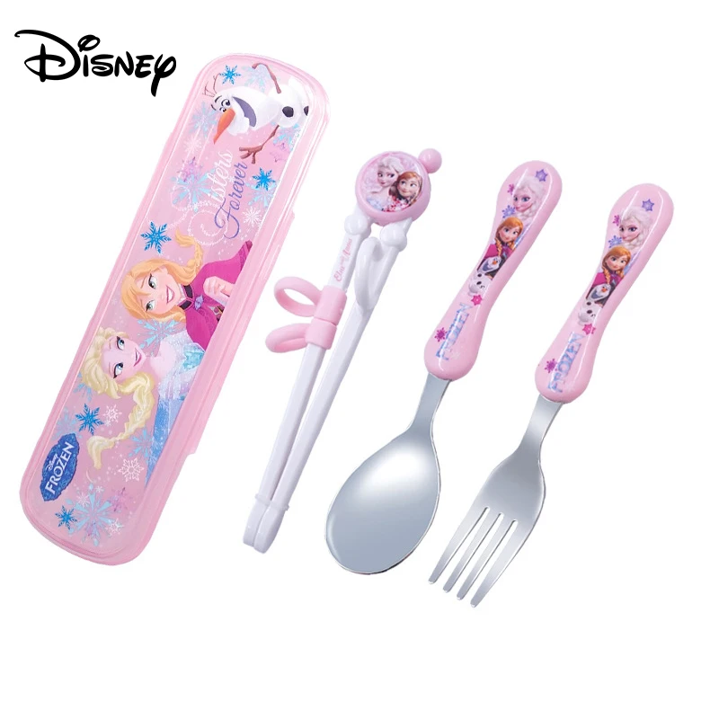 

Disney cartoon children practice chopsticks cartoon Mickey Minnie spoon chopsticks set baby auxiliary learning chopsticks
