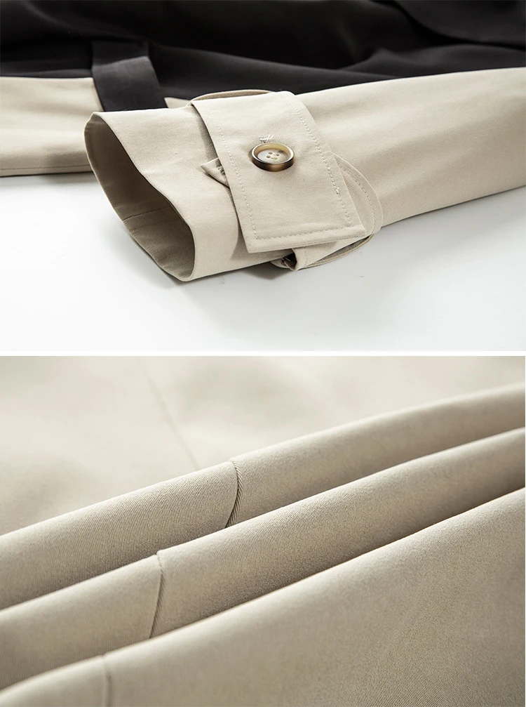 Тренч Женский длинный со шнуровкой с плиссировкой контрастного цвета на осень и