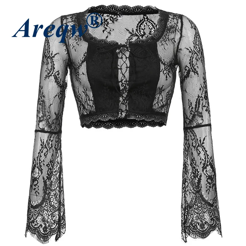 

Lace Shirt Women 2021 Summer New Women's Fashion Lace Stitching Blouse See-through Dress Blouse