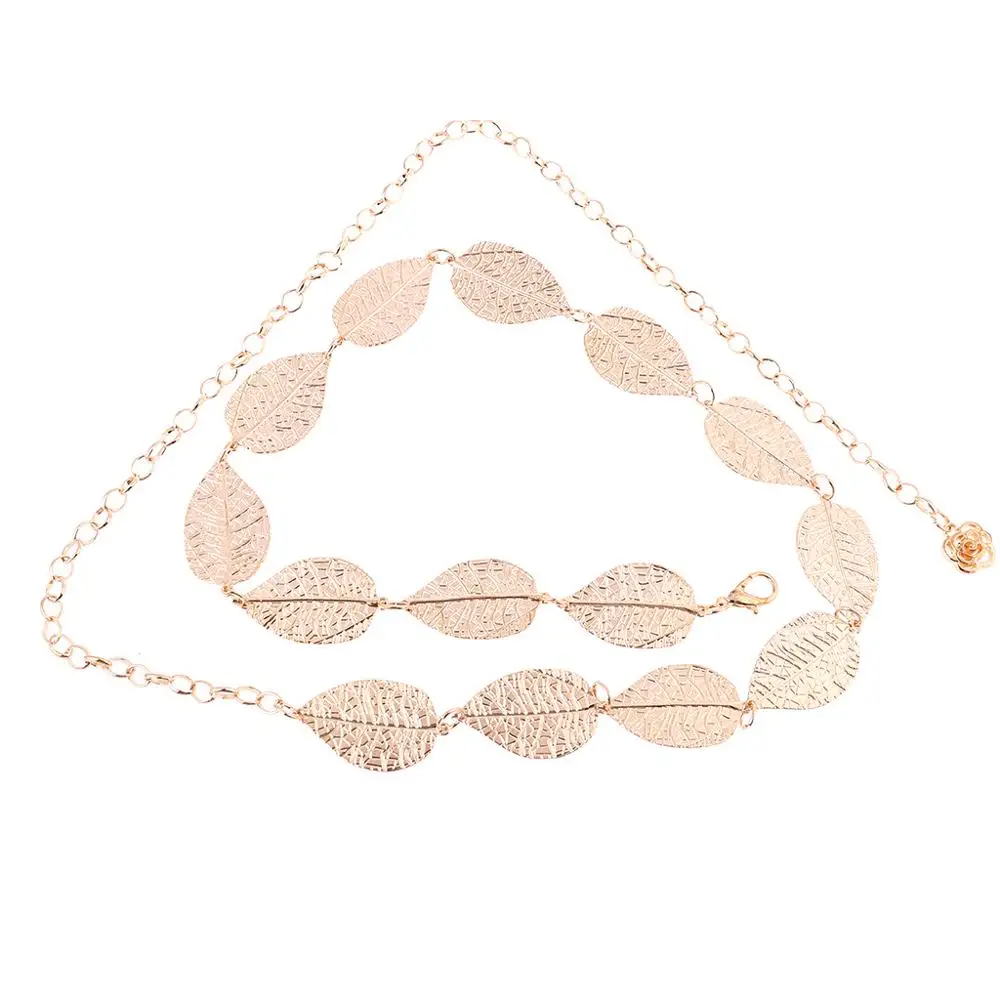 Позолоченный металлический пояс с серебряными листьями для женщин украшение