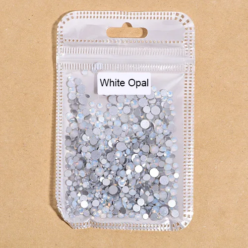 White Opal 1000 шт разноцветные стразы без горячей фиксации с плоской задней частью стеклянные стразы блестящие стразы для украшения ногтей F0177 - Цвет: White Opal