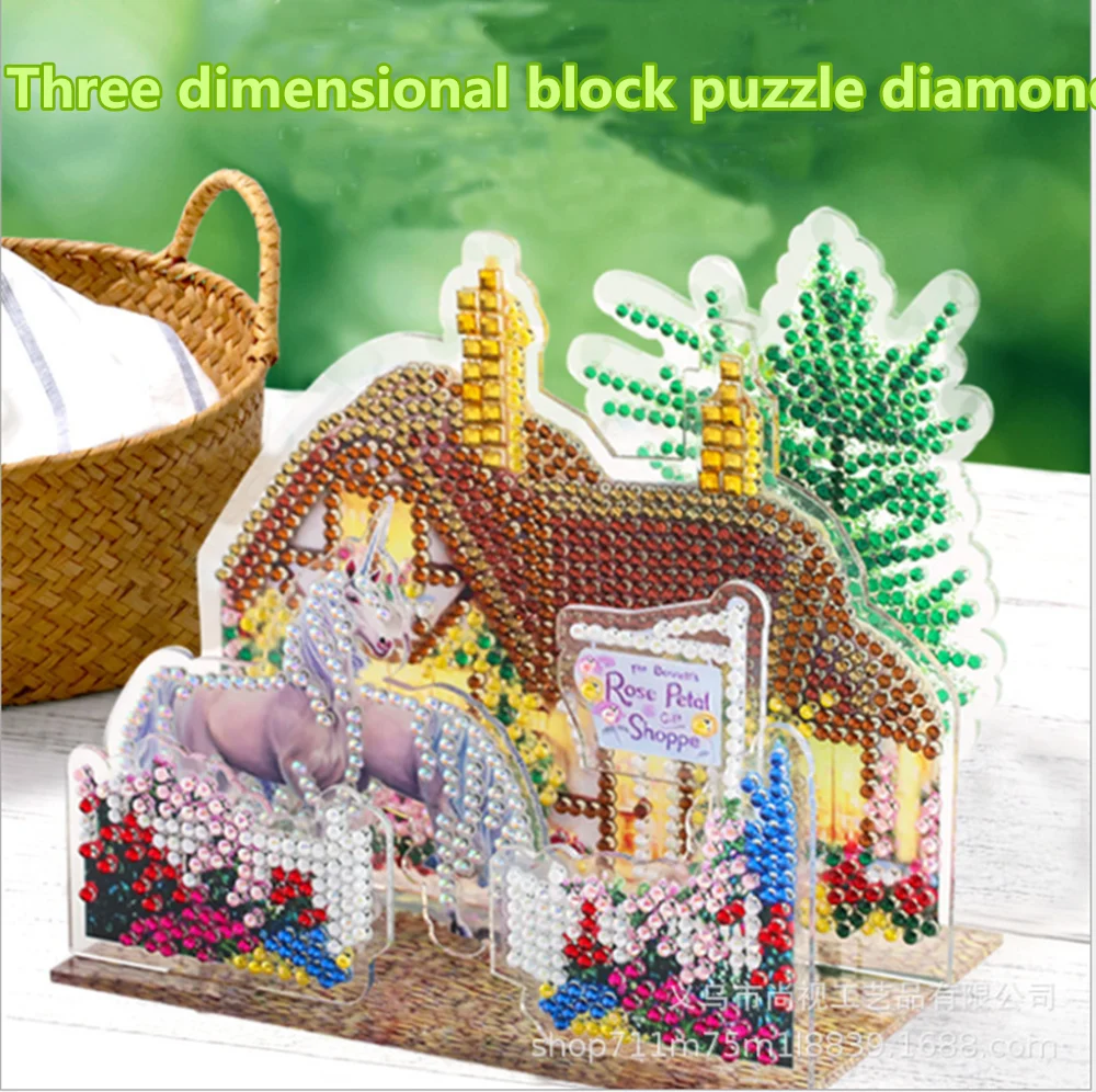 Yikexin DIY алмазная живопись 3D твердый строительный блок пазл Детская Радужная