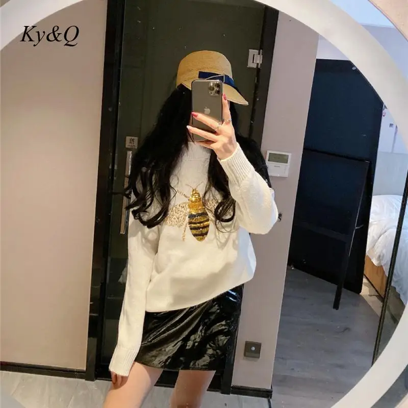 Высокое Качество Бренд 2019 зимний теплый женский с o-образным вырезом бисером