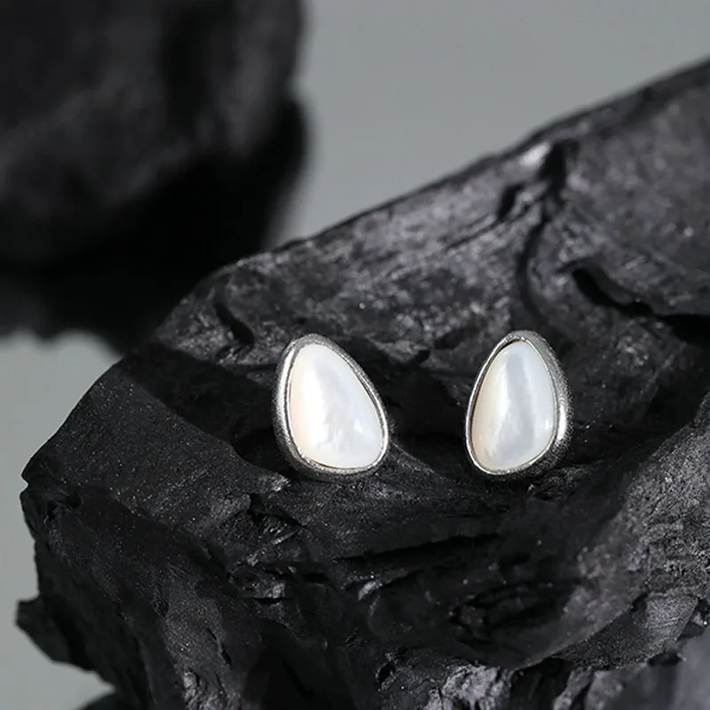 

YPAY 100% Genuine 925 Sterling Silver Stud Earrings for Women Korea INS Water Drop Shell Brinco Jewelry YME881