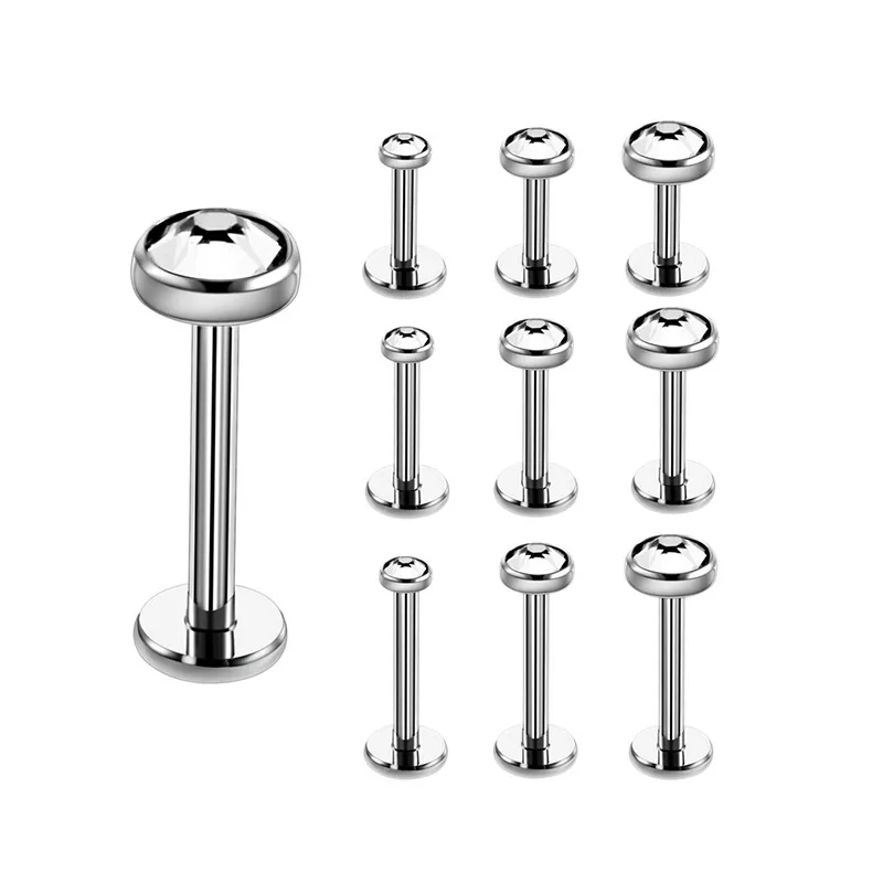 100 шт внутренняя нить камень Лабрет пирсинг ювелирные изделия Титан Gr3 | Украшения