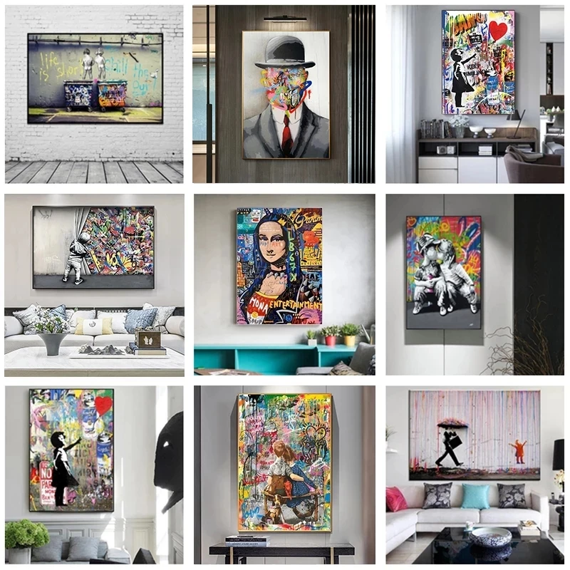 

Street Graffiti Art Banksy Pop Wall Art Painting Canvas Abstract Poster And Prints For Living Room Home Decor Cuadros Para Salon