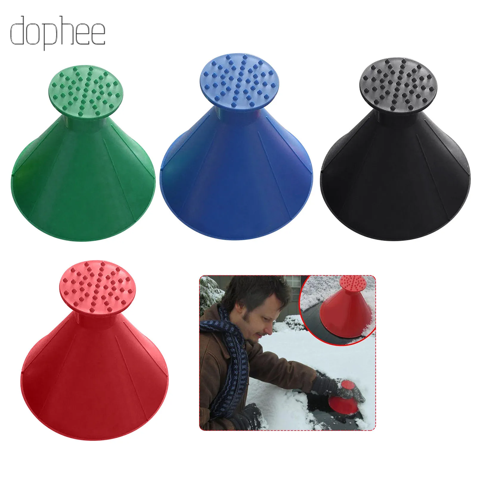 

dophee 1pc Remove Ice Shoveling Snow Car Tool Windshield Funnel Scraper Multicolor Car Shoveling Snow Deicing Tool Accessories